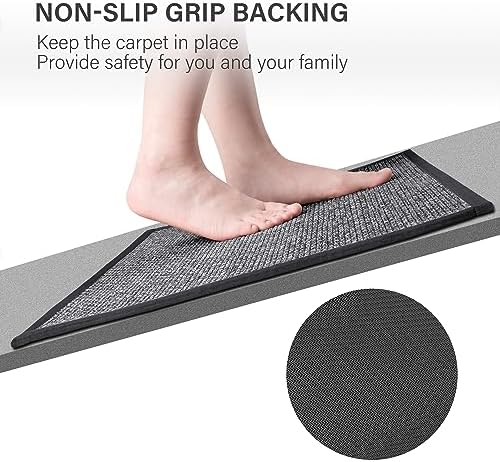 eqivei Kitchen Rugs Non Skid Washable Set of 2 PCS, Absorbent Runner Rugs for Kitchen, Farmhouse Weave Floor Mats in Front of Sink, 17.3"x 47"+17.3"x 29" (Inky) - Image 3