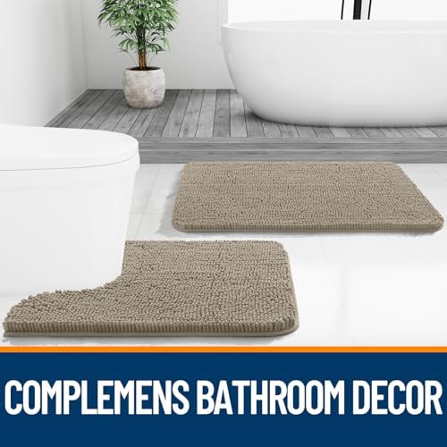 OLANLY Bathroom Runner Rugs 44x24, Soft Absorbent Chenille Bath Rugs, Rubber Backing Quick Dry, Machine Washable Long Bath Mats for Bathroom Floor, Tub and Shower, Home Decor Accessories, Warm Taupe - Image 7