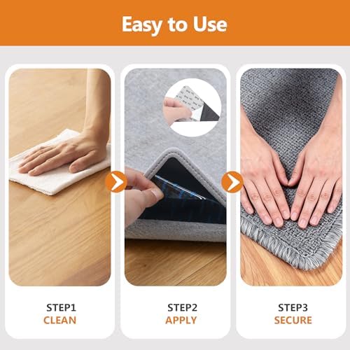32 Pcs Rug Tape,Anti Slip Rug Pads Grippers for Hardwood Floors and Tiles,No Residue,Reusable Carpet Tape for Area Rugs, Double-Sided Adhesive Rug Stickers - Image 6