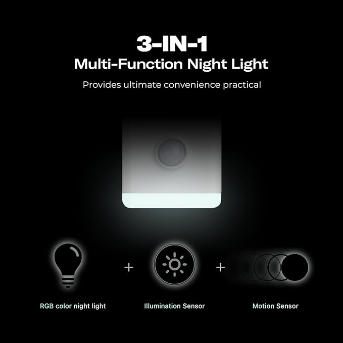 THIRDREALITY Multi-Function Night Light 4 Pack, Zigbee Repeater, 3-in-1 Combines a Motion Sensor, a Illumination Sensor and RGB Color Night Light, 1-100% Adjustable Brightness, Zigbee hub Required