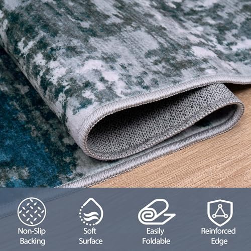 8x10 Area Rugs for Living Room Washable Bedroom Dining Room Navy Grey - Image 4