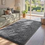 Ophanie Washable 3x5 Area Rug, Bedside Preppy Dorm Rug, College Essentials Non Slip Grey Small Carpets for Bedroom, Anti Slip Fluffy Gray Living Room, Home Decor Aesthetic, Nursery - Image 6