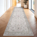 Boho Washable 10ft Long Runners for Hallways, Light Gray & Sage 2'6"x10' Wide Kitchen Runner Rug, Vintage Entryway Indoor Rug, Non-Slip Stain Resistant Low Pile Throw Rug by HazoHaus