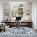 10x14 Area Rugs Living Room: Washable Vintage Rug for Bedroom Blue - Image 5