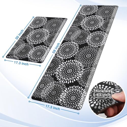 LuxStep Kitchen Mats for Floor,0.47 inch Thicker Cushioned Rug Anti-Fatigue Mats for Kitchen Decor Accessories,Waterproof Non-Slip Mats and Rugs Set for Office,Laundry 17.3"×29"+17.3"×60",Black - Image 3