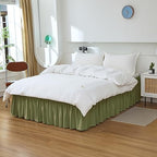 MEILA Wrap Around Elastic Bed Skirt for Twin & Full Beds, 24" Drop, Sage - Image 3
