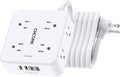 10Ft Surge Protector Power Strip - CHCORE Flat Plug Extension Cord with 8 Outlets and 4 USB Ports(2 USB C), 3 Side Wall Mount Outlet Extender for Home Dorm Room Essentials, ETL Listed, White