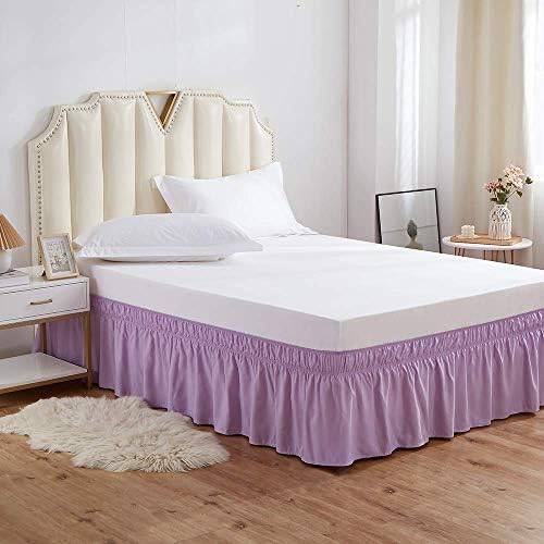 MEILA Wrap Around Bed Skirt for Queen & King Beds, 16" Drop, Light Purple - Image 2
