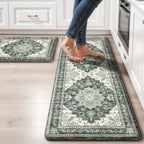 Boho Kitchen Mats for Floor 2PC Anti Fatigue Kitchen Rugs, Green by tubeamin