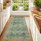 RELEANY Washable Area Rug, Runner 2'x6', Green/Dark Green/Gray by RELEANY