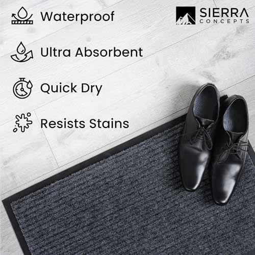 Front Door Mat, Indoor Outdoor Welcome Entryway Doormat, 36x24 Steel Gray - Image 6