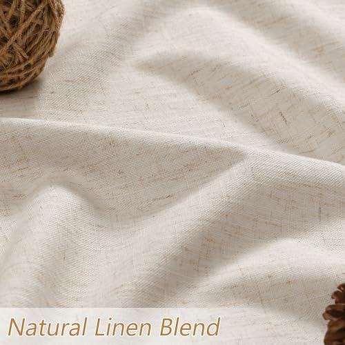 Guken 100% Blackout Linen Curtains 84 Inch Long for Bedroom 2 Panels Beige - Image 3