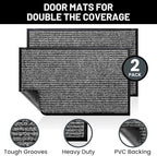 Front Door Mat, Indoor Outdoor Welcome Muddy Doormat, 30x17 Battleship Gray - Image 2