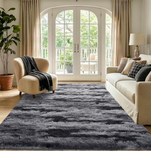 4x6 Black Fluffy Soft Area Rug Non-Slip for Bedroom Living Room Playroom - Image 2
