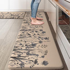 KIMODE Kitchen Anti Fatigue Mat,Brown Gray Farmhouse Kitchen Rugs Sets of 2 by StayinComfortCookwithJoy
