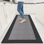 StepRite Kitchen Rugs, Kitchen Mats for Floor, 60"x24" Non-Slip Machine-Washable Kitchen Throw Rug, Absorbent Runner Rugs Office, Sink Standing Desk Mat, Decor Carpet, Black by Bringcushiontoyourlife