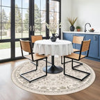 Round Kitchen Rugs 6ft Washable: Non-Slip Soft Low Pile Circle Area Rug for Under Table Living Room Dining Room Bedroom – Boho Floral Circular Floor Indoor Carpet (Beige,6x6) by BYYVOORugsforYourHome