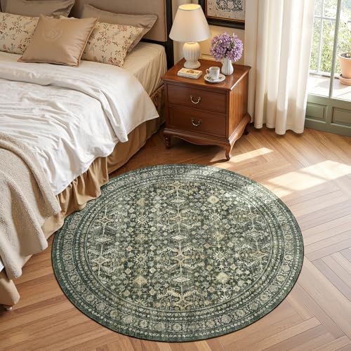 4ft Area Rugs for Living Room Bedroom, Green Washable Non-Slip Carpet - Image 3