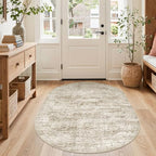 3x5 Oval Rug for Bedroom,Washable Area Rug,Brown - Image 3