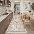 Madane Kitchen Runner 2'6''x8' Soft Rug Runners for Hallways, Brown/Gold by Madane