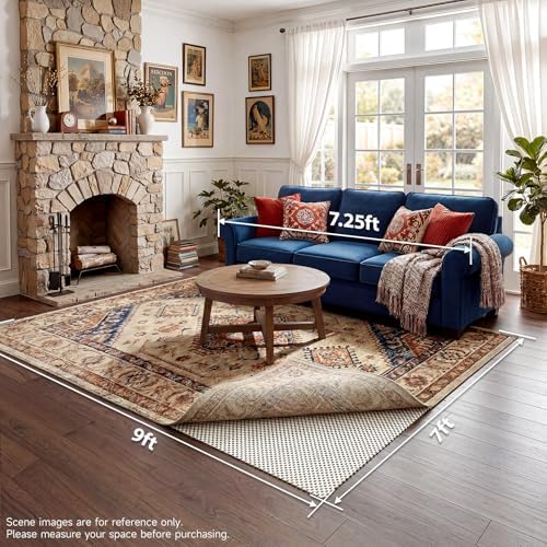Veken 7x9 Ft Rug Pad Gripper for Hardwood Floors, Non Slip Rug Pads for Area Rugs, Thick Rug Grippers for Tile Floors, Under Carpet Mat, with More Than 1000 Pieces Anti-Slip Solid Square Pattern - Image 6