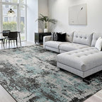 RELEANY Washable 7'x9' Abstract Area Rug for Living Room Teal Black - Image 2