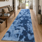 2x10 Tie-dye Dark Teal Runner Rug Washable Non-Slip for Kitchen Hallway - Image 3