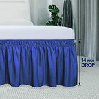 PureFit Wrap Around Ruffled Bed Skirt, Classic Blue, Queen/King - 14" Drop - Image 5
