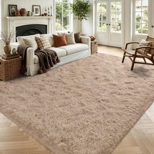 4x6 Beige Fluffy Soft Area Rug Non-Slip for Bedroom Living Room Playroom by ModernHomeDecor