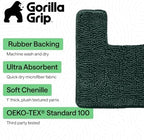 GORILLA GRIP Chenille Bath Rug Mat, Square Toilet Base, 24x19 Hunter Green - Image 3