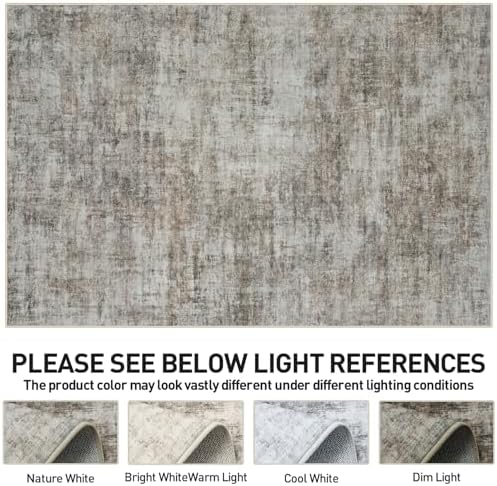 4x6 Area Rugs for Living Room: Washable Abstract Brown Black Bedroom Carpet - Image 7