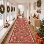 Madane Christmas Runner Rugs for Hallway 2x10, Red Washable Kitchen Rug - Image 4