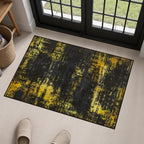 2x3 Washable Entryway Rug: Modern Abstract Soft Carpet Black Gold by FXRHLP