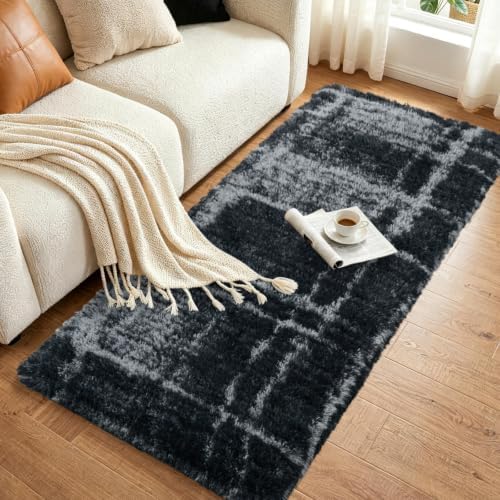 Noahas 2x8 Grey Fluffy Soft Runner Rug Non-Slip for Bedroom Dorm Hallway - Image 3