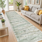 2x12 Runner Rug Non Slip,Washable Hallway Runner Rug,Green - Image 4