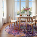 RELEANY Washable Round 6ft Area Rug for Living Room Purple Multi - Image 2