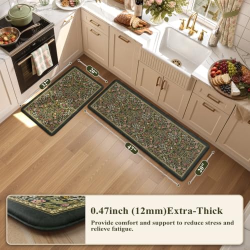 Collive Kitchen Mats for Floor, Olive Green Cushioned Anti Fatigue Rugs - Image 2