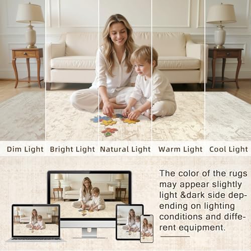 3x10 Hallway Washable Runner Rug: Kitchen Carpet Beige/Brown - Image 4