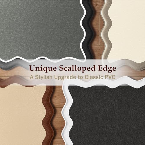 Arenarug Scalloped Kitchen Mats for Floor, Navy Blue Kitchen Rugs Set of 2 - Image 3