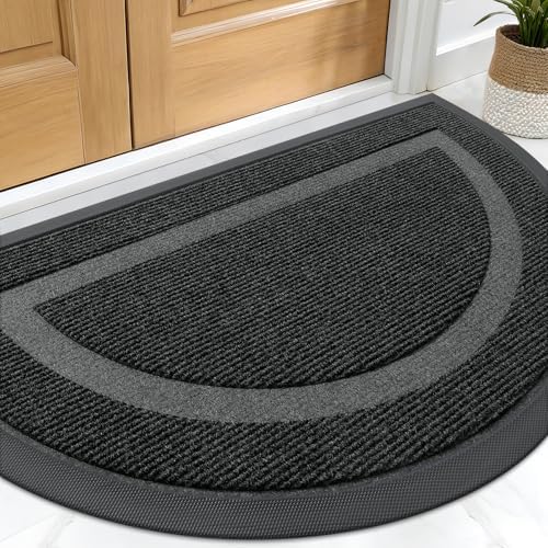 OLANLY Half Circle Front Door Mat Outside 29.5x17 All-Season Rubber Doormat by OLANLY