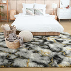 4x6 Grey and Gold Fluffy Soft Area Rug Non-Slip for Bedroom Living Room - Image 3