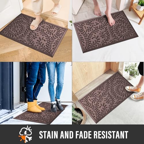 HIYARD Front Door Mat, Absorbent Dirt Trapping Welcome Door Mat Indoor Outdoor, Non Slip Entry Mat, Indoor Outdoor Door Mats, Fade Resistant, Low Profile Doormat for Entryway, 36×24, Coffee - Image 4
