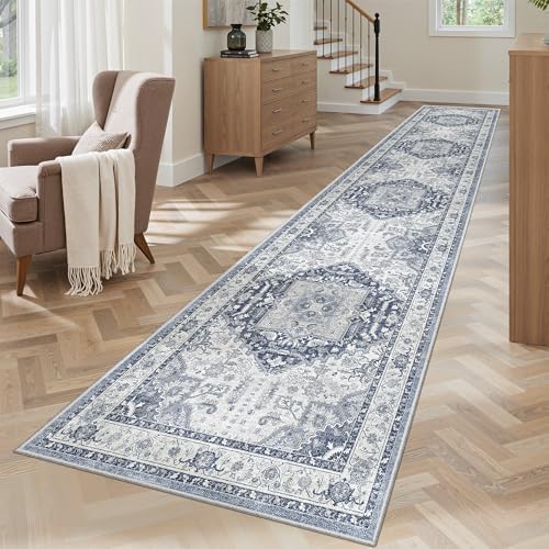 Madane Washable Runner Rugs 2x12 Long for Hallway Kitchen Soft, Navy/White - Image 3