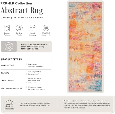2.6x10 Washable Runner Rug:Modern Abstract Soft Carpet Galaxy Haze - Image 2