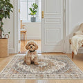Madane Washable Area Rug 2x3 Small Entryway Rugs Non-Slip, Turmeric/Grey by Madane