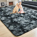 Noahas 5x7 Tie-Dyed Black and Grey Fluffy Area Rug Non-Slip for Living Room by ModernHomeDecor