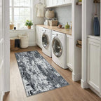 RELEANY Washable Runner 3'x6' Abstract Area Rug for Hallway Black White - Image 2