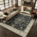 RELEANY Washable Area Rug, Square 10'x10', Black/Vintage/Beige - Image 2
