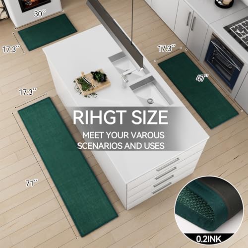 SUMLANS Kitchen Mats Set of 2 PCS for Floor, Washable Non Slip Rugs, Green - Image 3