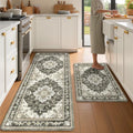 Boho Kitchen Mats for Floor 2PC Anti Fatigue Kitchen Rugs, Black Brown Grey by tubeamin